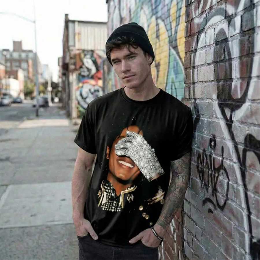 Новая футболка с графическим принтом MJ Michael Jackson, летняя модная футболка в уличном стиле в стиле хип-хоп, мужская и женская дышащая футболка с круглым вырезом Футболки и майки