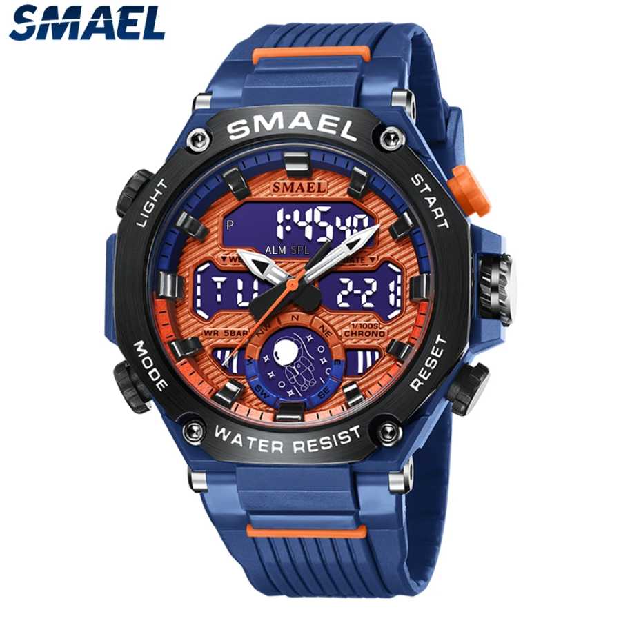 Универсальные электронные часы SMAEL 8069 с двойным дисплеем, многофункциональные студенческие часы из сплава Astro для отдыха и спорта Мужские часы