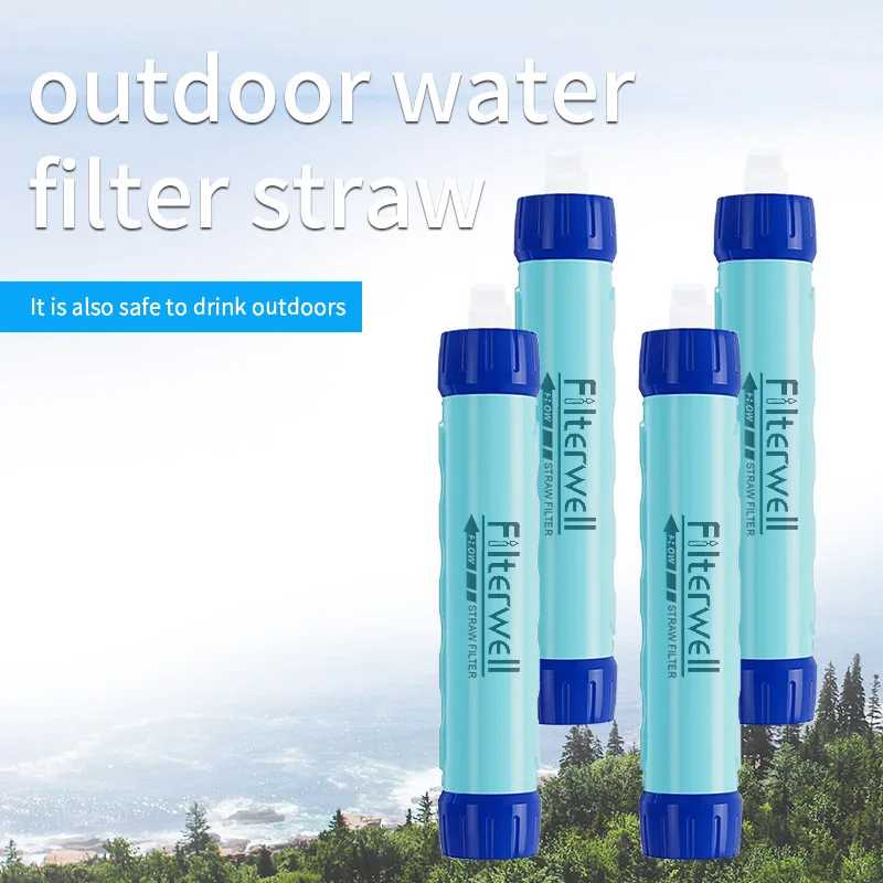Filterwell, 4 набора, компактная система очистки питьевой воды для использования на открытом воздухе, для путешествий, кемпинга, Кемпинг и походы