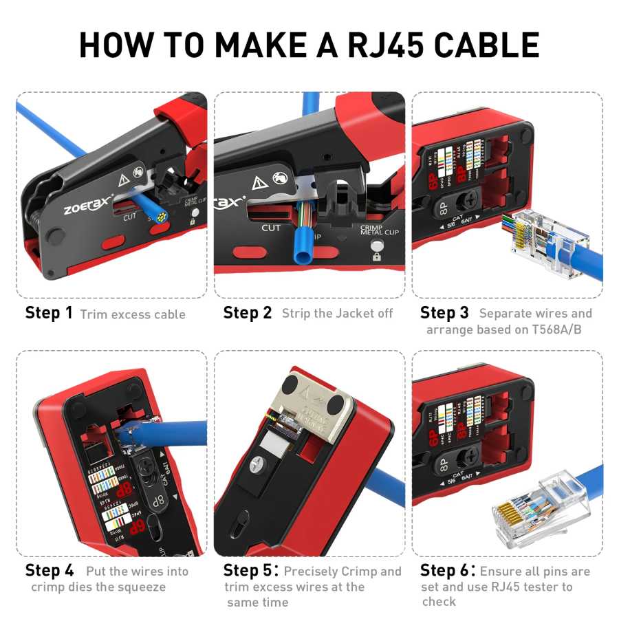 Фотография №5 товара ZoeRax RJ45 CAT7 CAT6A обжимной инструмент для сетевого разъема Cat7/6a/6/5e,