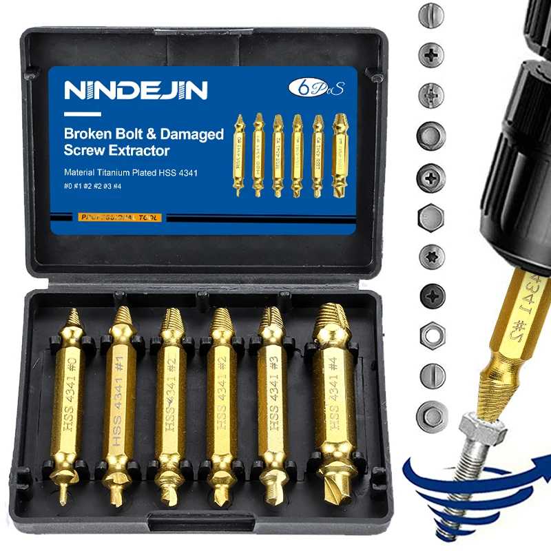 NINDEJIN 4/5/6 шт поврежденное винтовое сверло для извлечения экстрактора набор сверл с разрывом скорости болт экстрактор болт инструмент для удаления швов Сверла, пилы и режущие инструменты