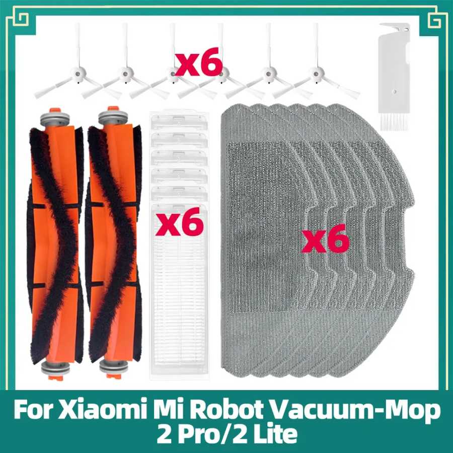 Подходит для Xiaomi Mi Robot Vacuum-Mop 2 Pro MJST1SHW / 2 Lite MJSTL Запасные части, основная щетка, боковая щетка, HEPA-фильтр, ткань для швабры, аксессуары Запчасти для бытовой техники