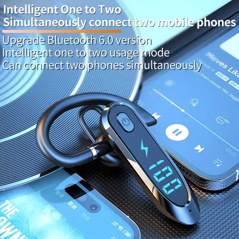 Фотография №3 товара Гарнитура с одним ухом и микрофоном, Bluetooth 6,0, наушники с