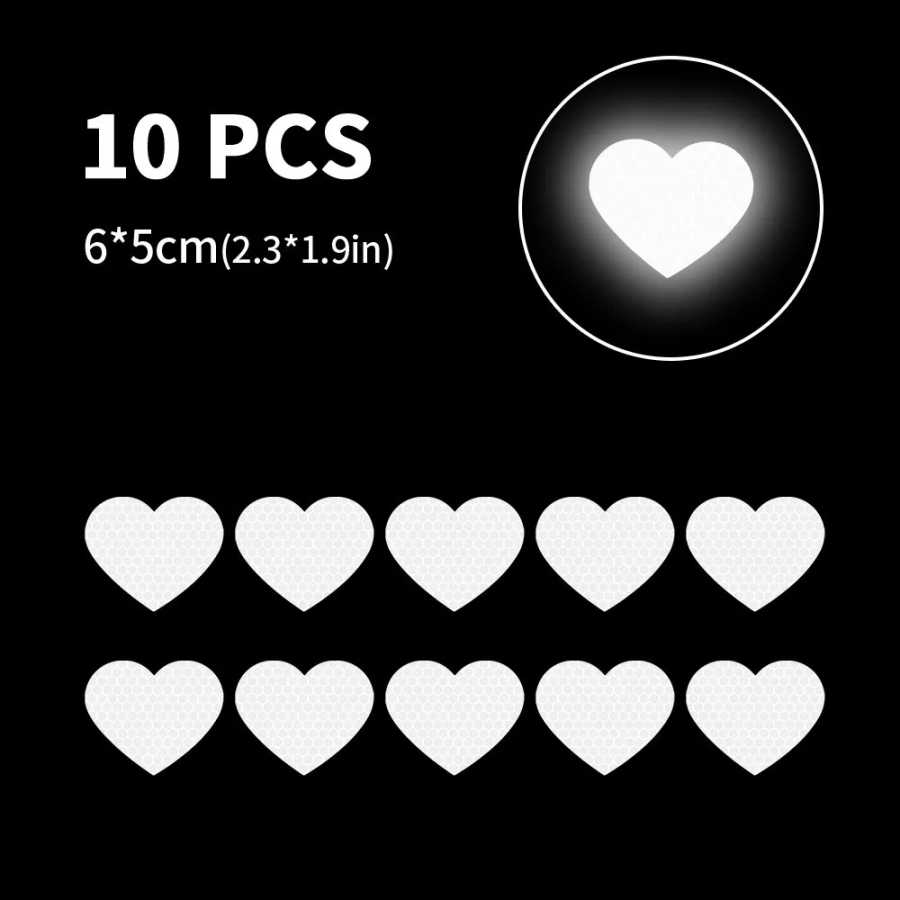 Фотография №4 товара 10pcs Автомобильный бампер отражающий безопасность наклейк любящего сердца автомобиля отражающий