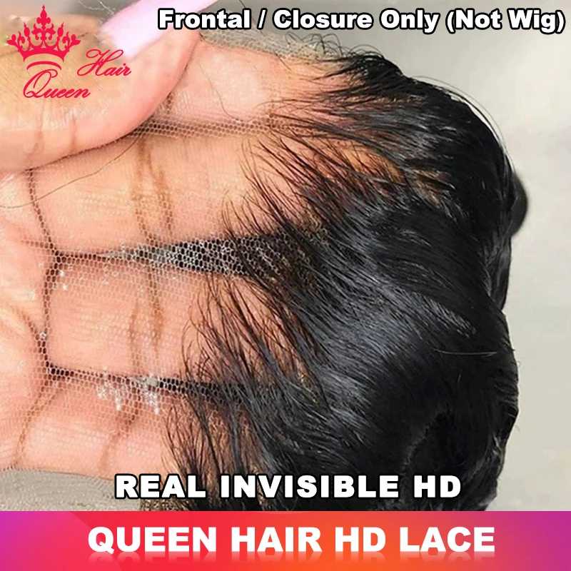 Queen Hair Real HD Invisible 13x6 13x4 7x7 6x6 5x5 4x4 2x6 4x6 9x6 Pre Plucked HD Lace Closure Frontal Virgin Human Raw Hair Человеческие волосы (для брюнетов)