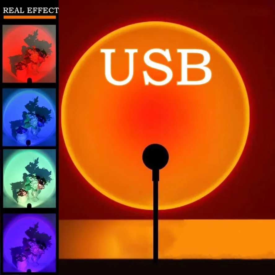 5 В USB лампа заката светодиодный Радужный неоновый ночник проектор домашний декор настроение свет для спальни гостиной стены подарок фотографии Ночники