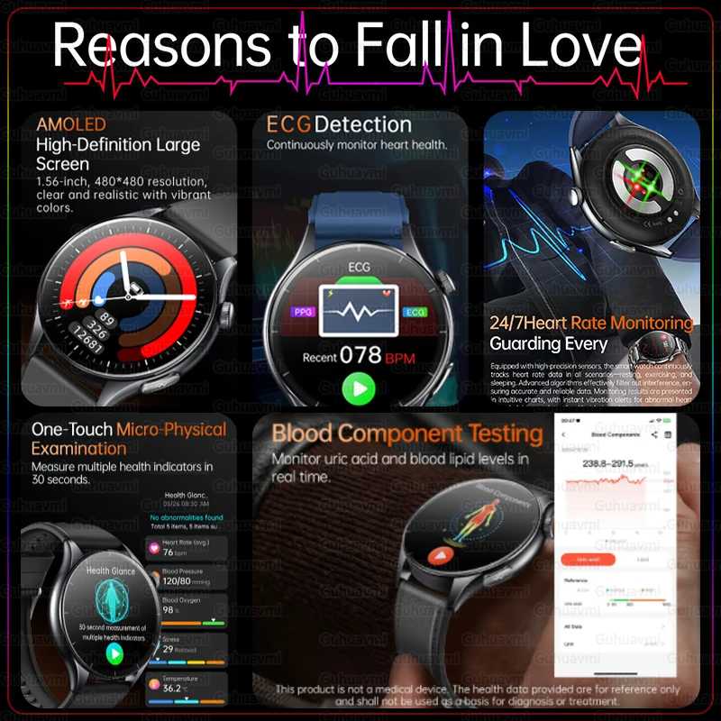Фотография №1 товара 2025 Новый светодиодный фонарик NFC Bluetooth Call Smartwatch Мужчины AMOLED