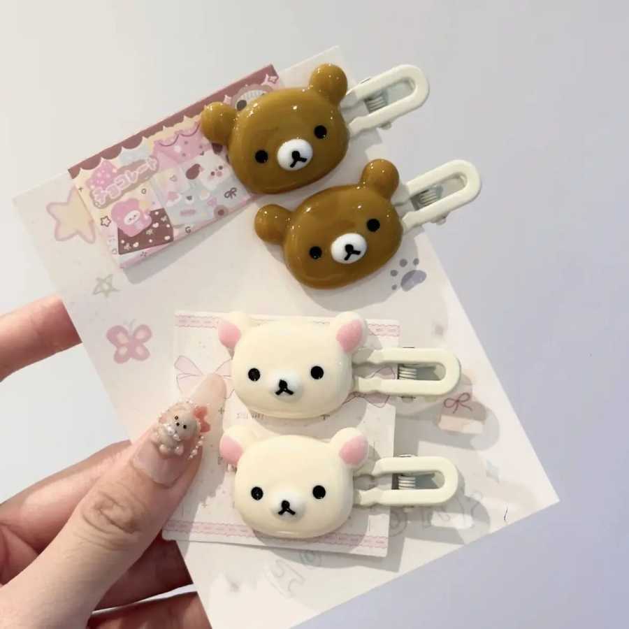 Заколки для волос Rilakkuma для девочек Kawaii Relax Bear, заколка для волос, женская заколка с челкой, модная заколка в виде утконоса, детские украшения для волос, подарок Игровые фигурки и трансформеры