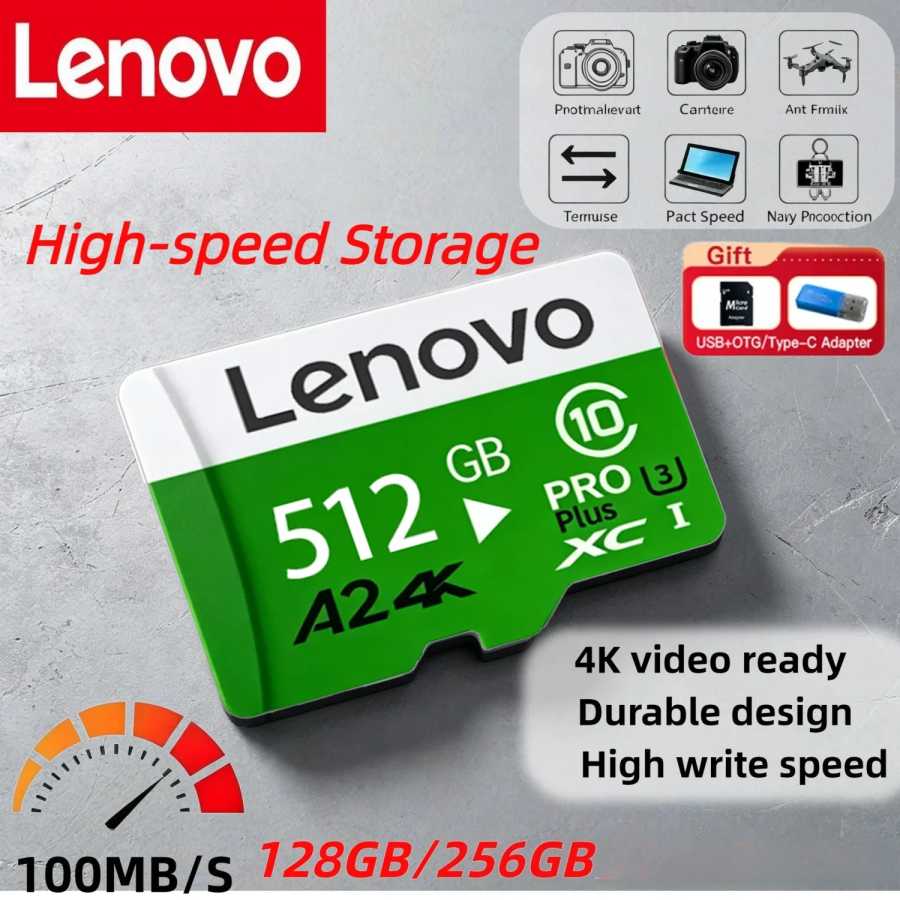 Карта памяти Lenovo High Endurance для видеонаблюдения, TF-карта 64 ГБ, 128 ГБ, 512 ГБ, золотая Micro TF SD-карта для смартфонов, камер, дронов Сетевое оборудование