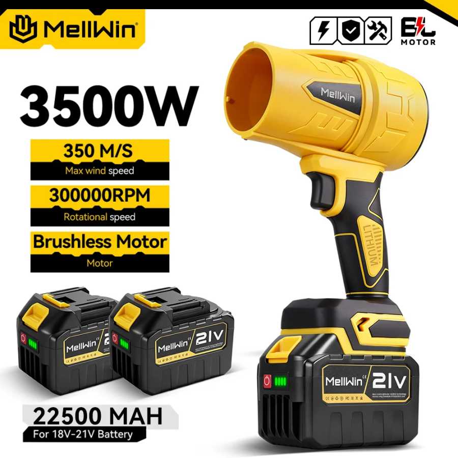 MELLWIN 3500 Вт Бесщеточный электрический турбовентилятор Dmuchawa Jet 350M/S Violent Snow Dust Blowing Автомобильная сушилка Инструмент для Makita 18V Battery Pin Вентиляторы, промышленные вентиляторы и вытяжное оборудование