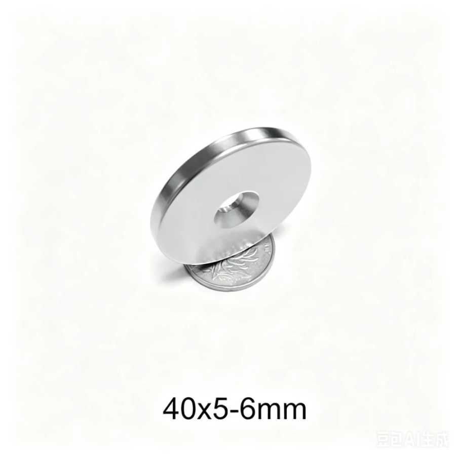 Мощный магнит 40x5-6 мм, круглый, с отверстием 6 мм, с потайным отверстием, неодимовый дисковый магнит 40x5-6 мм Крепеж и скобяные изделия