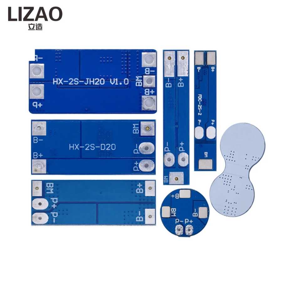 Фотография №3 товара Плата защиты Li-ion аккумуляторов LIZAO 2S 3A-20A 7.4V/8.4V 18650, BMS