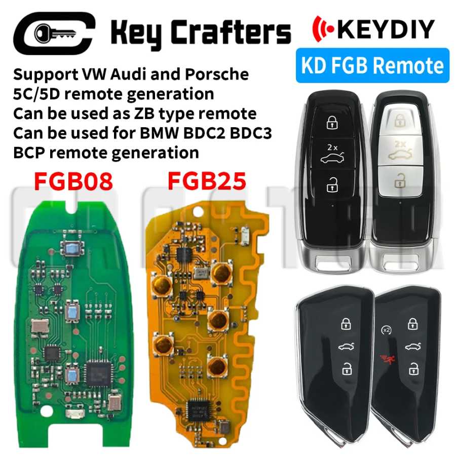 Умный автомобильный ключ Key Crafters 5C 5D FGB08 FGB25 KEYDIY для автомобилей AUDI VW Porsche с системами 8Y0959754, 5HG959753, 5D, без функции UWB Стартеры