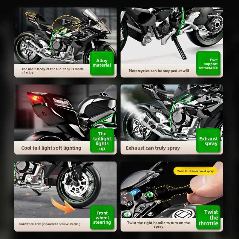 Фотография №3 товара Моделирование спрея Kawasaki H2r Модель мотоцикла 1/9 Масштаб Моделирование сплава