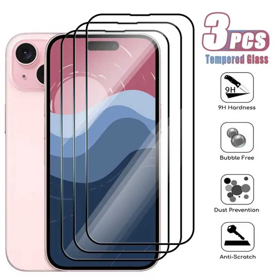 Защитная пленка из закаленного стекла для iPhone 15, 14, 13, 12 Mini, 11 Pro Max, X, Xs, XR, 8, 7, 6 Plus (3 шт.) Защитная пленка для мобильного телефона