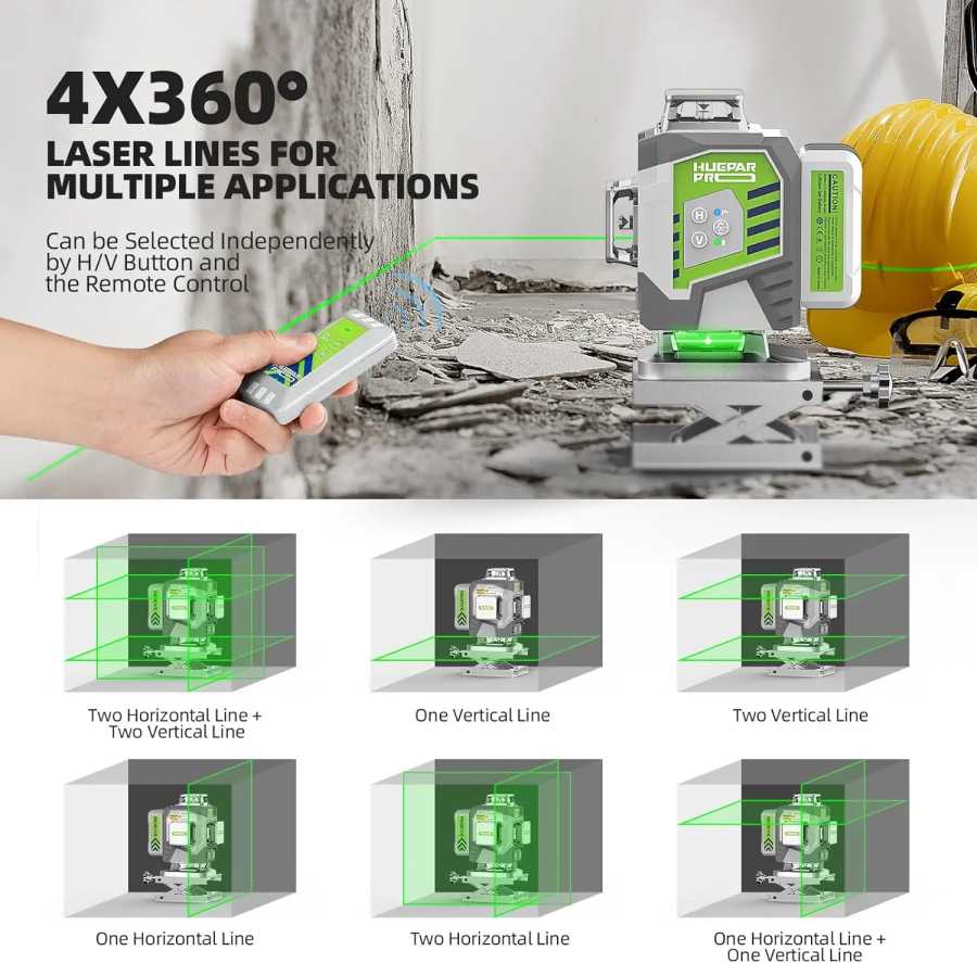 Фотография №2 товара Huepar Professional 4D перекрестный лазерный уровень ± 2 мм, высокоточный