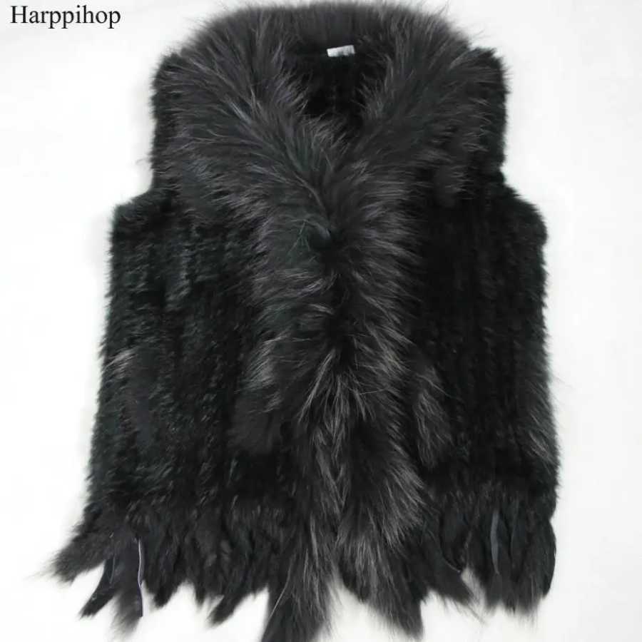 Фотография №4 товара Женский жилет Harppihop из натурального меха кролика с воротником из