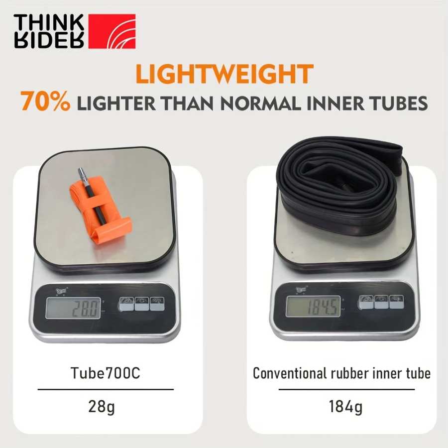 Фотография №4 товара ThinkRider 28 г Сверхлегкая велосипедная камера 700x18 25 28, дорожная