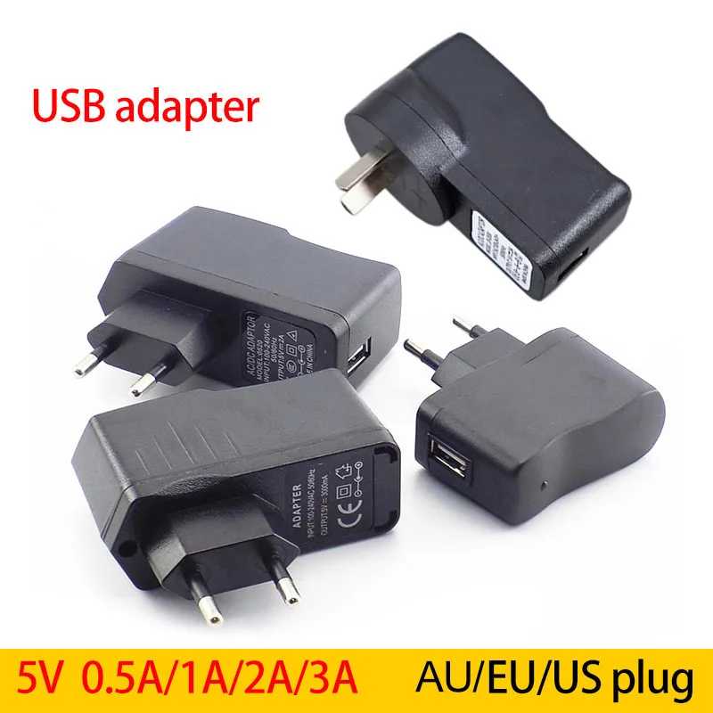 USB-адаптер-конвертер питания DC 5В 0.5А/1А/2А/3А (3000мА) с портом USB, блок питания EU AC-DC 2000мА для светодиодных лент и телефонов B4 Электрика