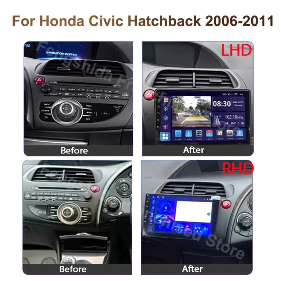 Фотография №3 товара Android 16 для Honda Civic Hatchback 2006-2011, беспроводной Carplay, автомобильный