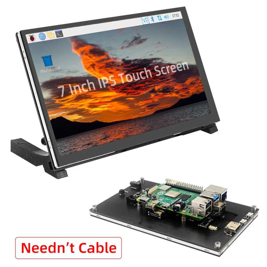 Raspberry Pi 5 7-дюймовый сенсорный экран IPS 1024x600 HD ЖК-дисплей HDMI-совместимый для RPI 4B 3B+ OPI 5 AIDA64 Вторичный экран ПК Компьютерные комплектующие