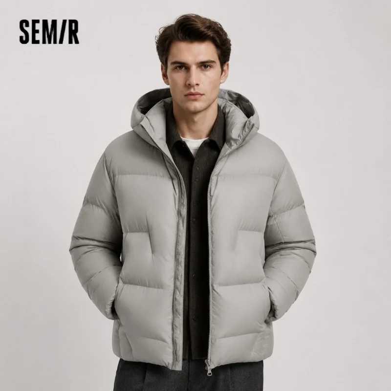 Мужская зимняя куртка Semir: свободный крой, с капюшоном, утепленная, трехслойная, теплогенерирующая, антистатическая, новинка 2026 года Пуховики