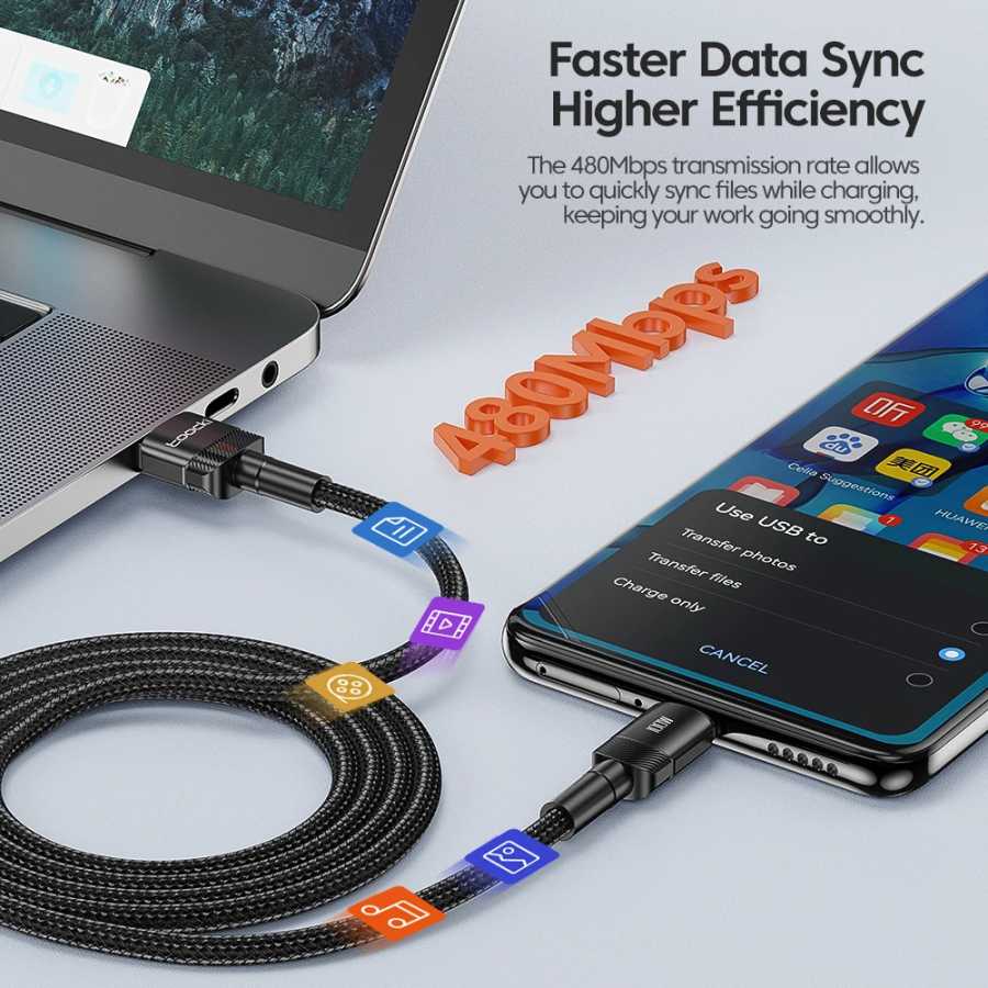 Фотография №3 товара Toocki 6A USB-кабель типа C для Xiaomi POCO Samsung Huawei
