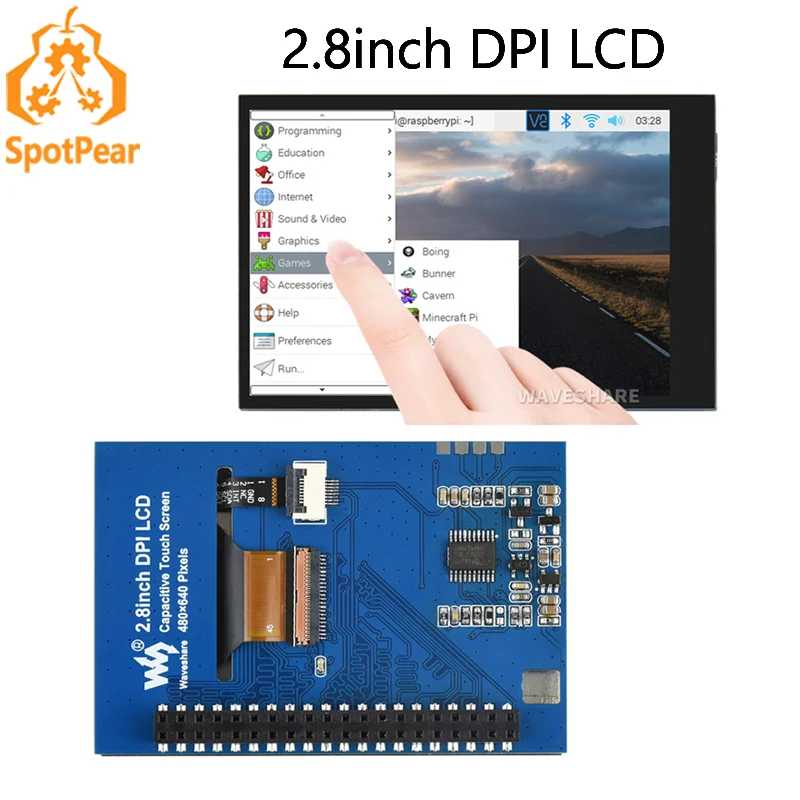 Raspberry Pi 2,8-дюймовый сенсорный дисплей с разрешением на дюйм, емкостный сенсорный ЖК-экран IPS 480 &times; 640 Waveshare, 2,8-дюймовый ЖК-дисплей с разрешением на дюйм Компьютерные комплектующие