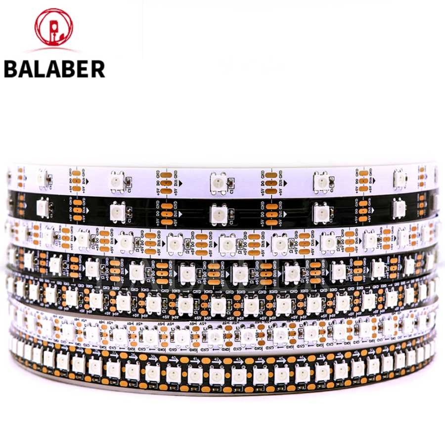 Адресуемая светодиодная лента WS2812B DC5V/12V, светодиодная лента RGB 5050, умная светодиодная лента WS2812, черная/белая печатная плата, водонепроницаемая (IP30/IP65/IP67) Светодиодная подсветка