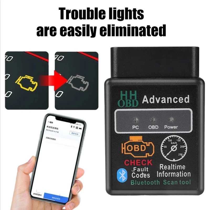 Фотография №2 товара Автомобильный сканер OBD2 Elm327 Bluetooth диагностическое устройство считывания кодов ошибок