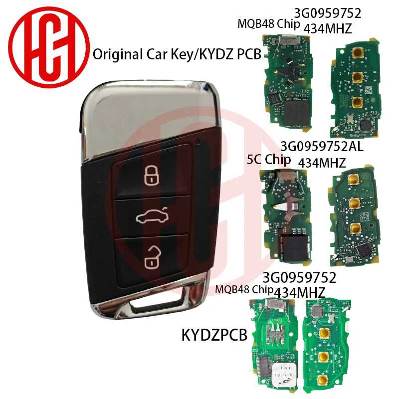 Оригинальный автомобильный ключ/KYDZ PCB MQB48 чип 3G0959752 для VW Passat Magotan B8 Skoda 2015-20 5C MQB49 чип 3G0959752AL для VW B8 2019 + Стартеры