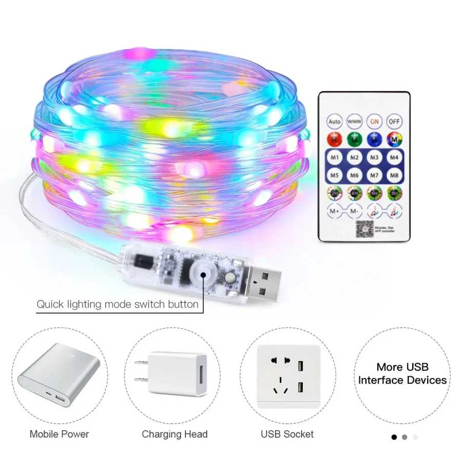 Фотография №5 товара 5 м/10 м/15 м/20 м RGBIC USB Sting Light Bluetooth
