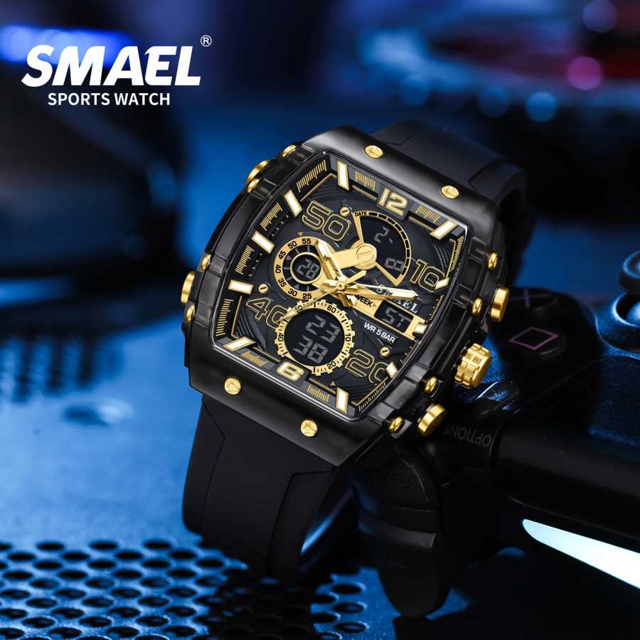 Фотография №1 товара SMAEL 8109 Новые мужские часы, многофункциональные спортивные 50 м, водонепроницаемые,