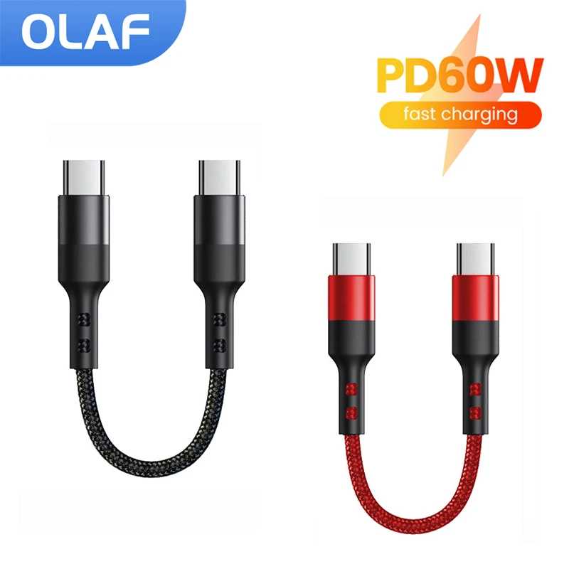 Кабель USB-C PD60W, 30 см, для iPhone 15, Samsung, USB Type-C - Type-C, кабель для быстрой зарядки и передачи данных, для повербанка Аксессуары для мобильных телефонов
