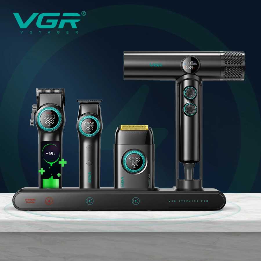 VGR Лидер продаж Профессиональная Машинка для стрижки Горячая распродажа Бесщеточный мотор Фен 9000 об/мин Бритва для лица Модернизированная Лучшие наборы для стрижки в парикмахерской 4 in 1 Техника для красоты