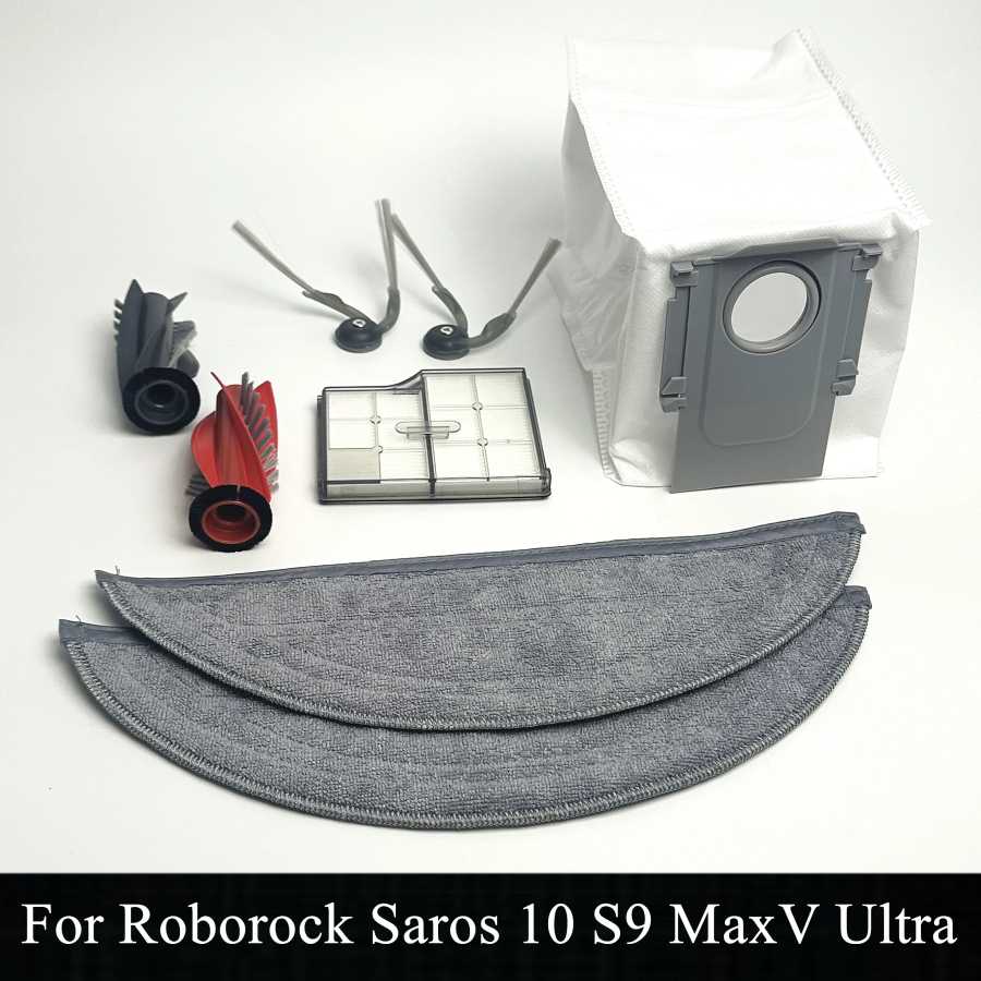 Новые аксессуары для робота-пылесоса Roborock Saros 10 S9 MaxV Ultra: основная щетка, боковая щетка, HEPA-фильтр, салфетка для влажной уборки, мешок для сбора пыли. Запчасти для бытовой техники