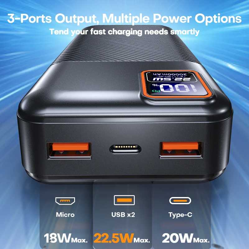 Фотография №1 товара Tuodes Power Bank 20000 мАч PD20W Внешняя большая емкость аккумулятора