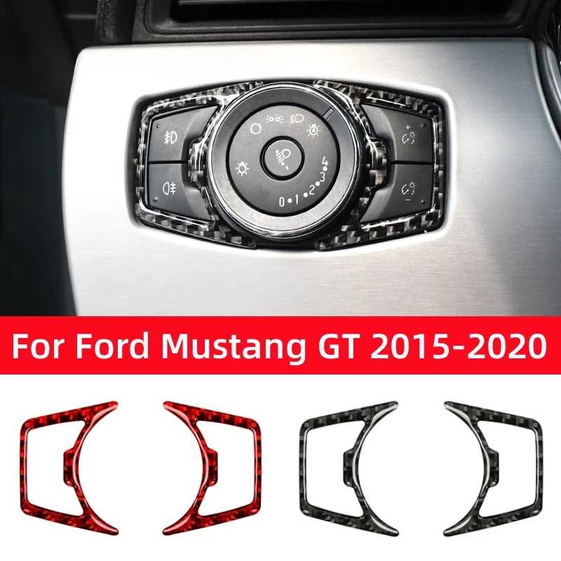 Декоративная накладка на переключатель фар из углеродного волокна для Ford Mustang GT 2015-2021, аксессуары для интерьера автомобиля Аксессуары для салона