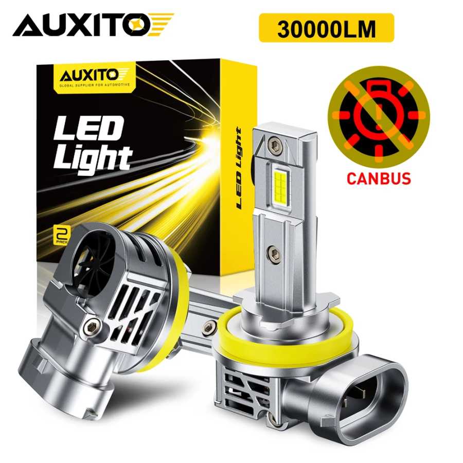 Модернизированные светодиодные лампы AUXITO H11 H8 для фар, Canbus, без мерцания, для ближнего и дальнего света, Turbo 9005 HB3 9006 HB4, 30000 лм Автомобильные фары