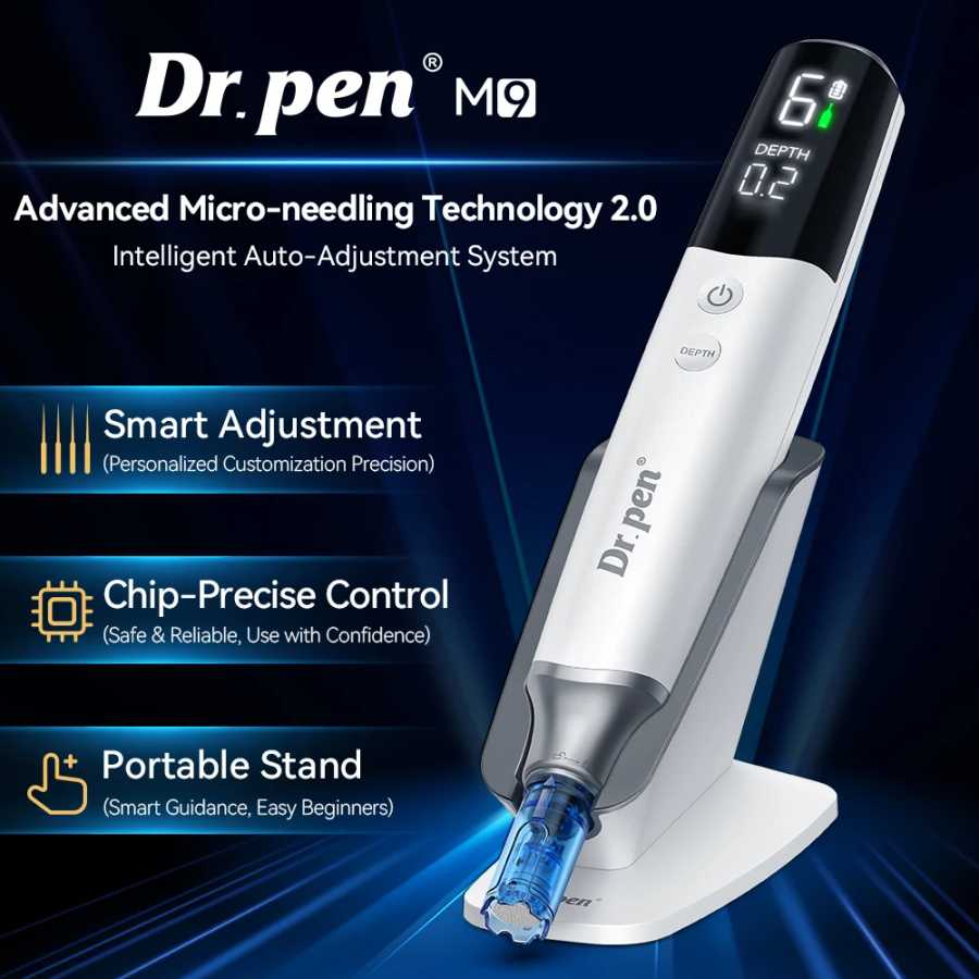Фотография №1 товара Оригинальный дермапен Dr. Pen M9 с 7 насадками-иглами, защита от