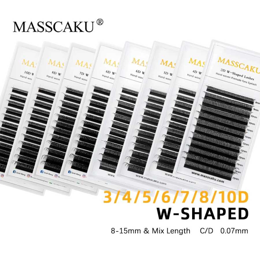 MASSCAKU 3D 4D 5D 6D 7D 8D 10D W Формованные ресницы Натуральные мягкие легкие индивидуальные W-стиль Готовые веерные наращивание ресниц Косметика