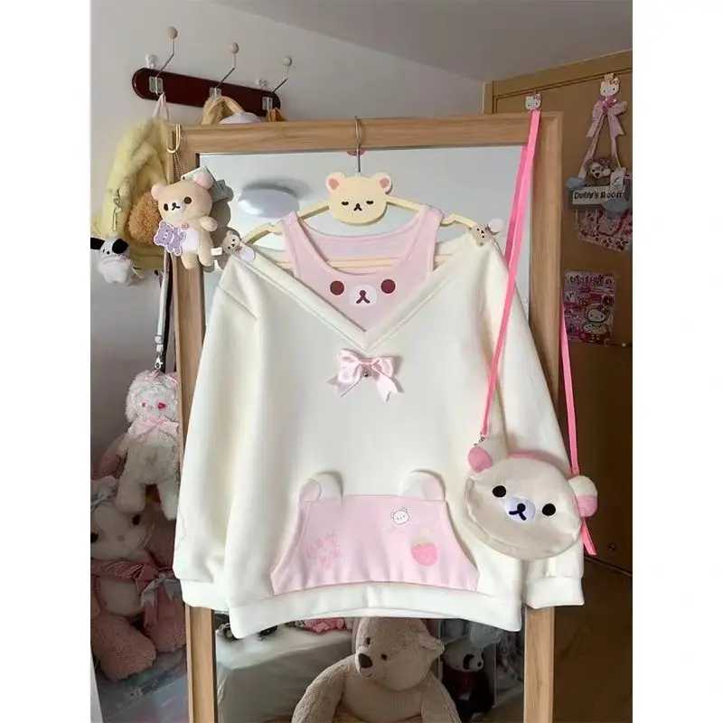 Фотография №1 товара Японские толстовки Kawaii, женские осенние милые повседневные толстовки с бантом
