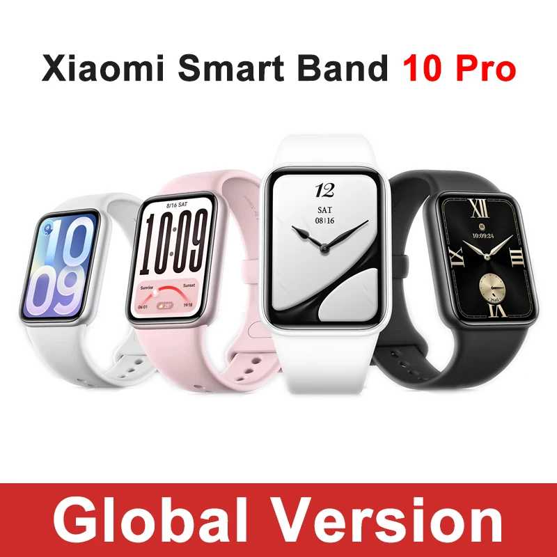 Глобальная версия Xiaomi Smart Band 10 Pro с AMOLED-дисплеем 1,74 дюйма, 21 днем работы от батареи, 150+ спортивными режимами, 5ATM, Bluetooth 5.4, подключение к двум устройствам 