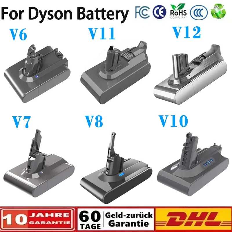 Перезаряжаемая батарея для пылесоса Dyson V6 V7 V8 V10 V11Series SV07 SV09 SV10 SV12 DC62 Absolute Fluffy Animal Pro Bateria Аксессуары и запчасти