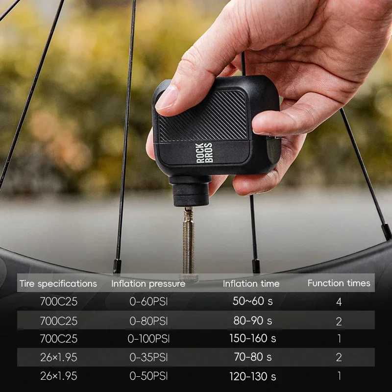 Фотография №3 товара ROCKBROS Electric Air Pump Portable 100PSI Bicycle Pump Air Compressor