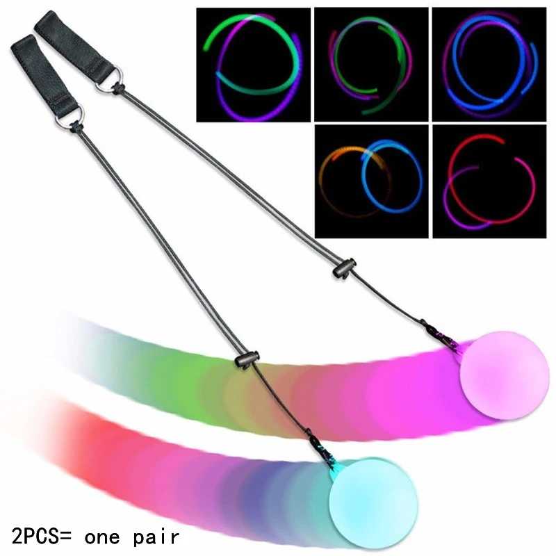 Ruoru 2 шт. = 1 пара светодиодных мячей POI, аксессуары для танца живота, RGB, метательный мяч, реквизит для выступлений на сцене для детей и взрослых Одежда для сцены и танцев