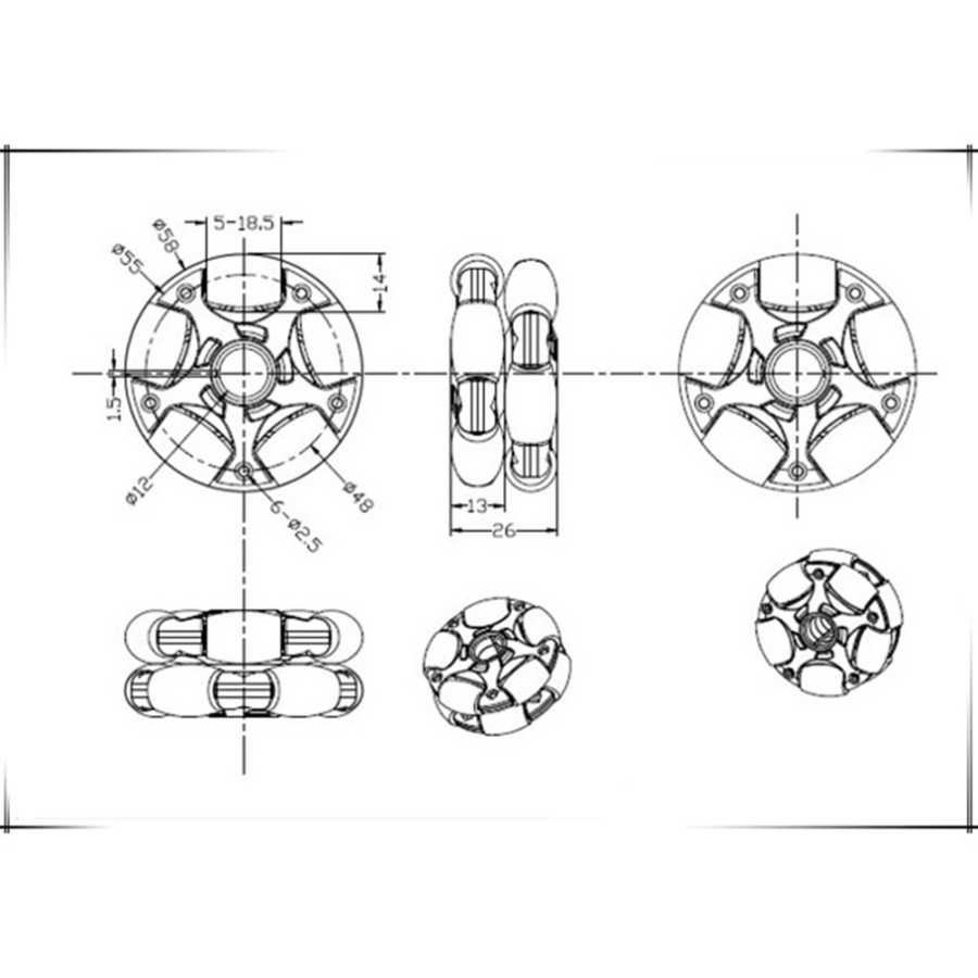 B51C 4 шт. 58 мм пластиковое колесо Omni для комплекта робота, серводвигатель Omni Wheel 14135 Техника для бизнеса