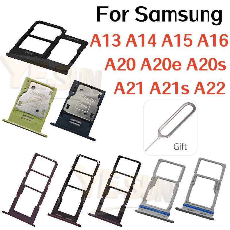 Для Samsung Galaxy A13 A14 A15 A16 A20 A20e A20s A21 A21s A22 Держатель ящика лотка для SIM-карты с двумя слотами Запасные части SIM-карты и аксессуары