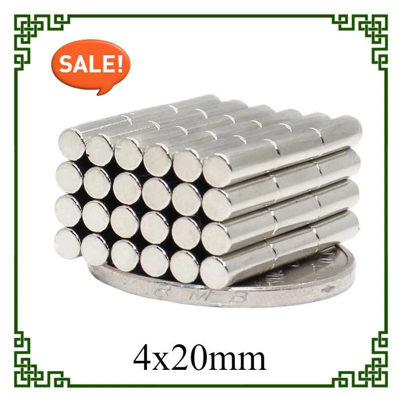 Мощные неодимовые магниты 4x20 мм, круглые, сильные дисковые магниты 4*20 для холодильника, DIY, строительства, науки, рукоделия, образования 4*20 Крепеж и скобяные изделия