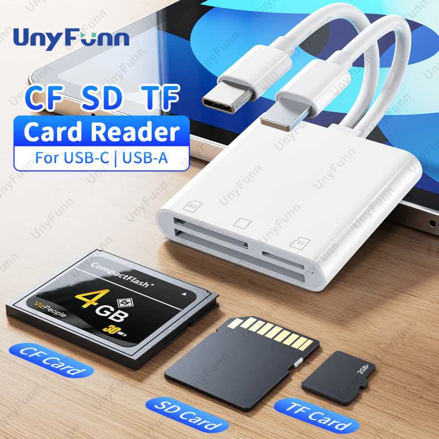 Устройство чтения карт памяти TypeC CF для iPhone Android 3in2 с подсветкой на адаптер CF SD TF OTG для ноутбука MacBook, камеры, дрона, устройство чтения карт памяти Аксессуары и запчасти для планшетов